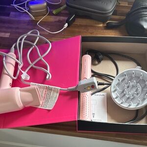 Pink Travel Hair Dryer with Diffuser - Compact Lightweight Styling Tool